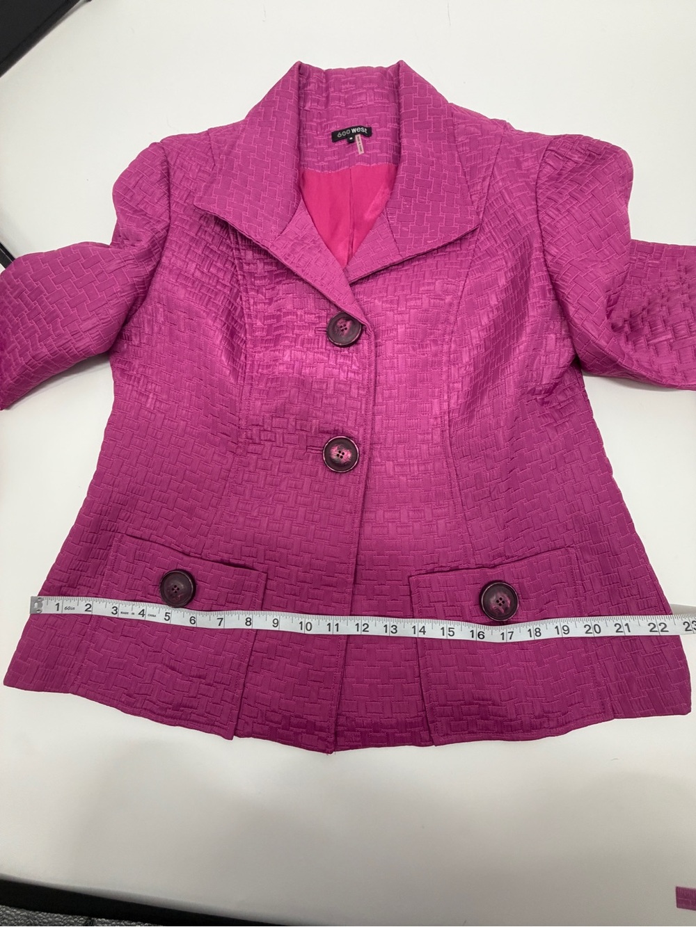 600 West Magenta Textured Blazer Jacket Career Office Business Chic‎ Size 8 EUC - Picture 6 of 12